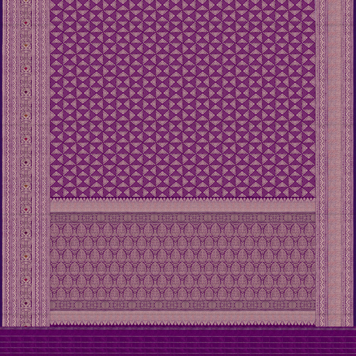 Handwoven Purple Banarasi Silk Saree - 2593T011974DSC