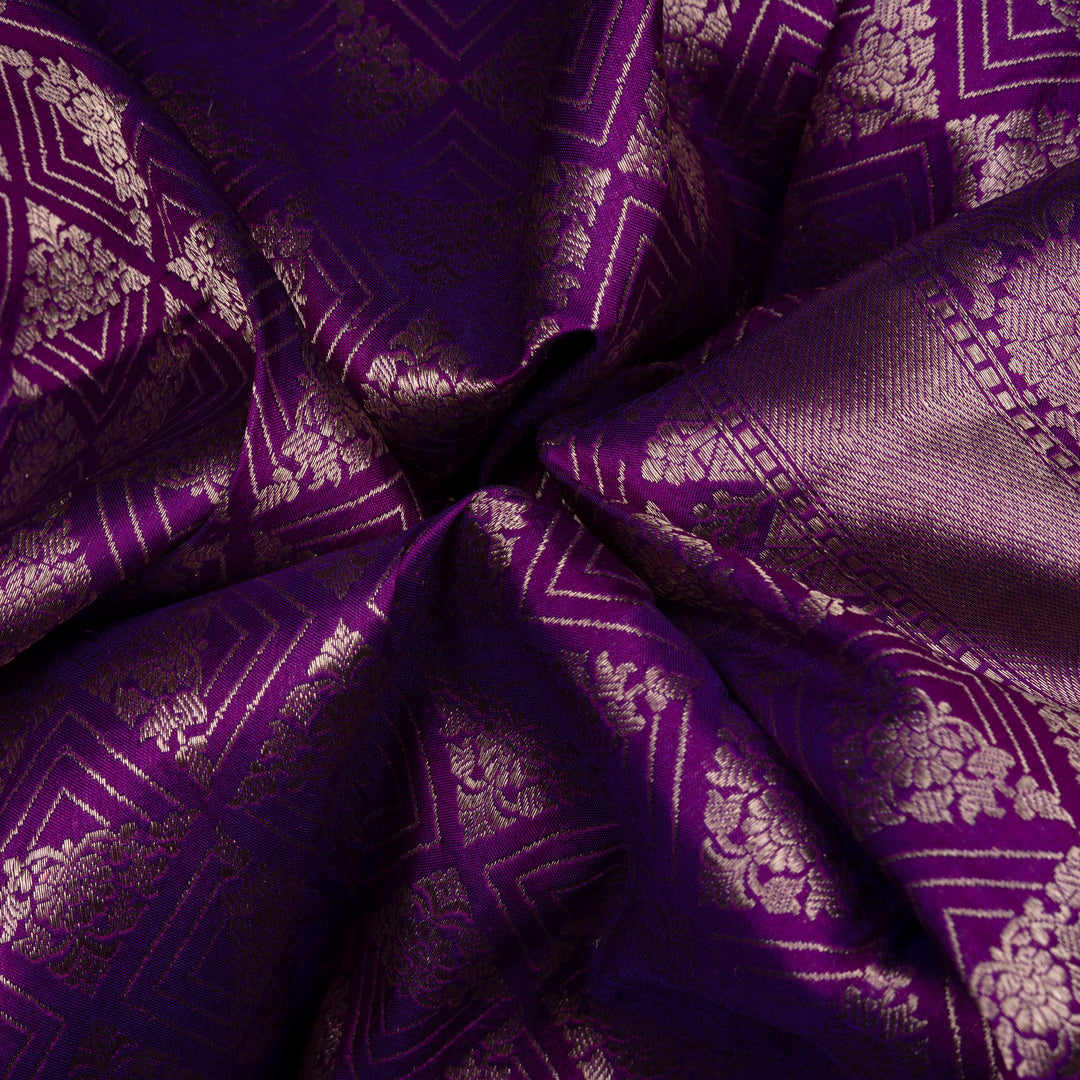 Handwoven Purple Banarasi Silk Saree - 2593T011974DSC