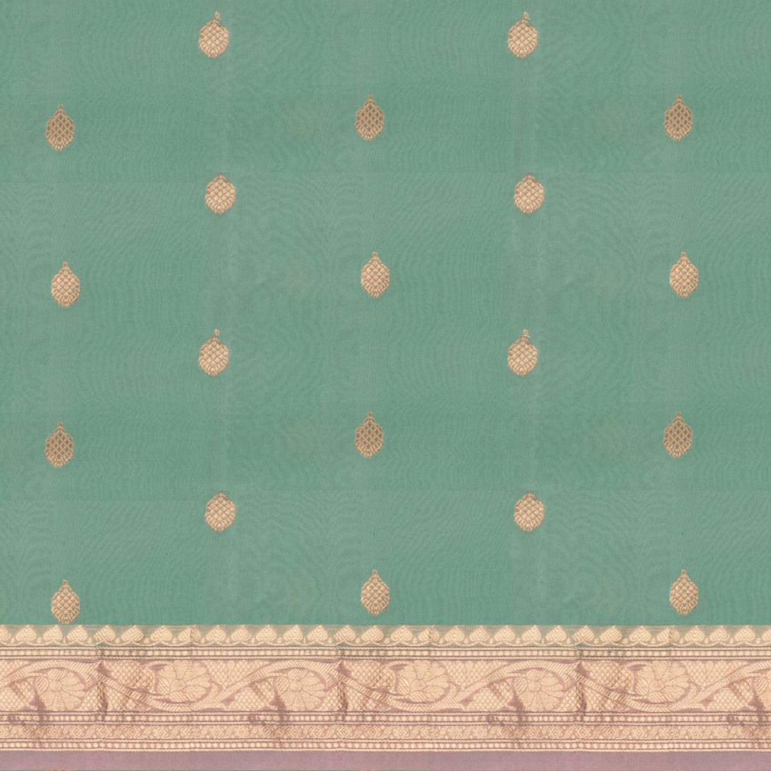 Handwoven Blue with Pink Banarasi Organza Silk Saree - 2598N030551DSC