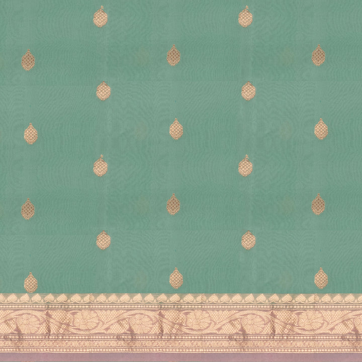 Handwoven Blue with Pink Banarasi Organza Silk Saree - 2598N030551DSC