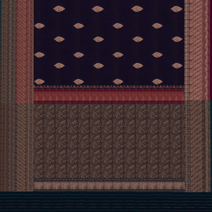 Handwoven Blue with Magenta and Teal Banarasi Organza Silk Saree - 2599N030549DSC