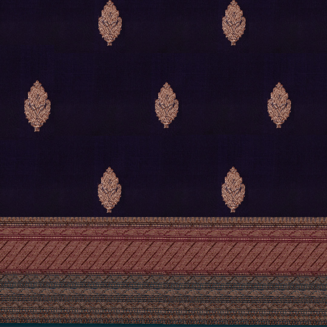 Handwoven Blue with Magenta and Teal Banarasi Organza Silk Saree - 2599N030549DSC