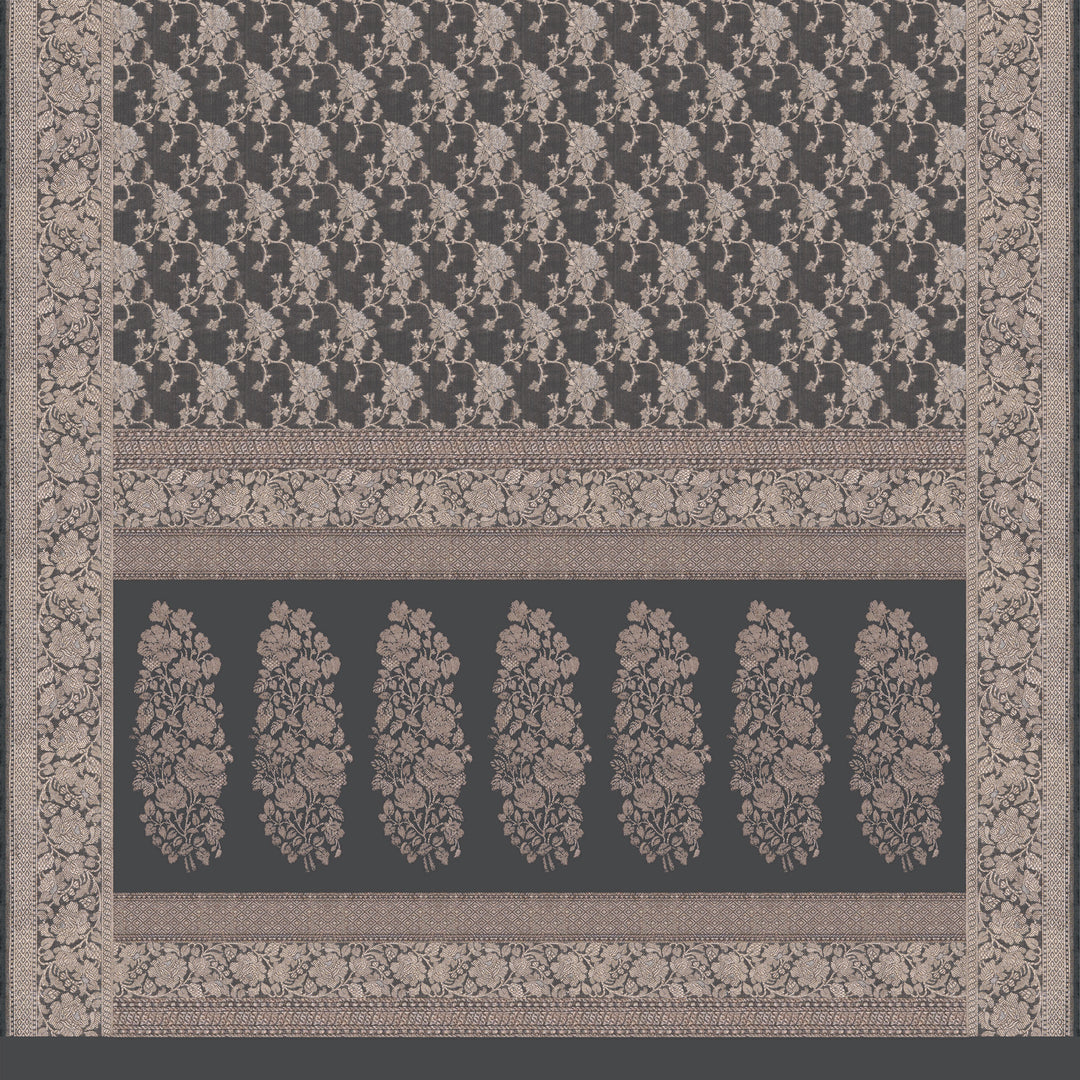 Handwoven Grey Banarasi Tissue Silk Saree - 2610T011990DSC