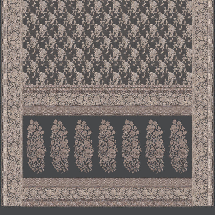 Handwoven Grey Banarasi Tissue Silk Saree - 2610T011990DSC