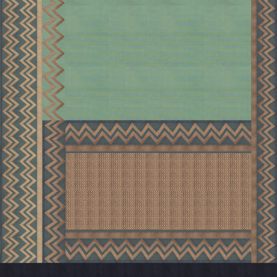 Handwoven Green with Grey Banarasi Silk Saree - 2608N025072DSC