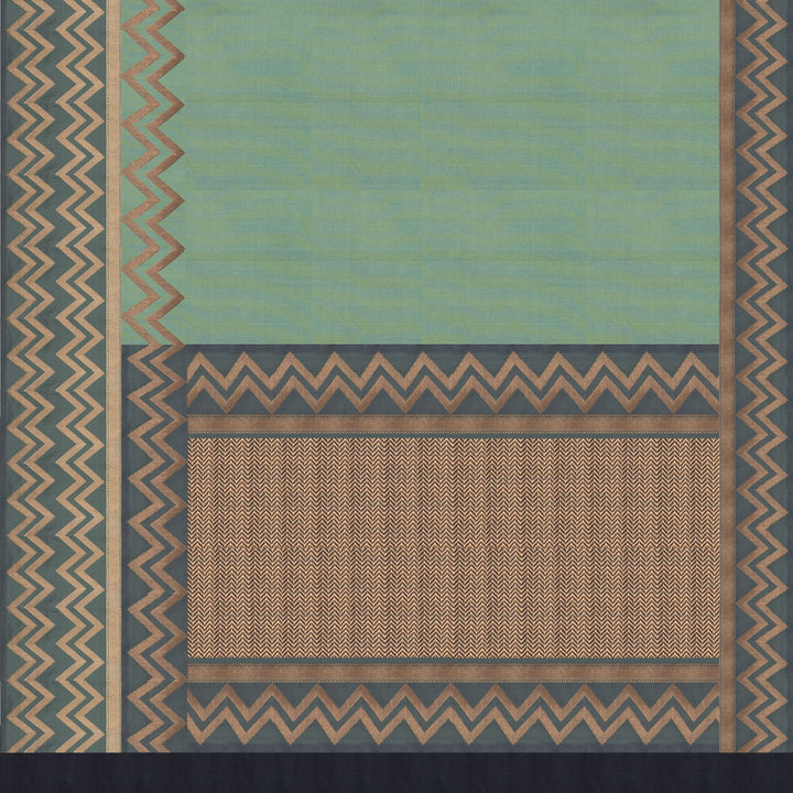 Handwoven Green with Grey Banarasi Silk Saree - 2608N025072DSC