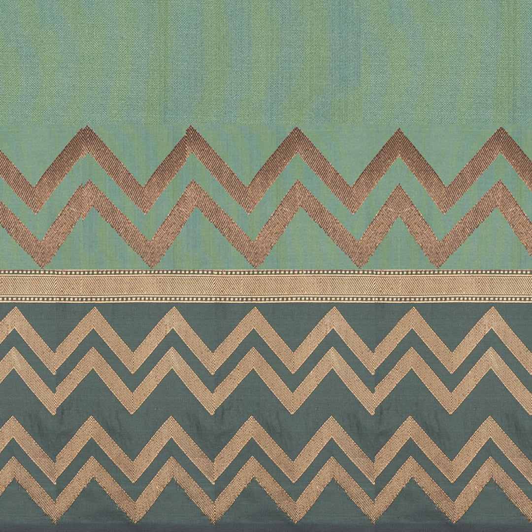 Handwoven Green with Grey Banarasi Silk Saree - 2608N025072DSC
