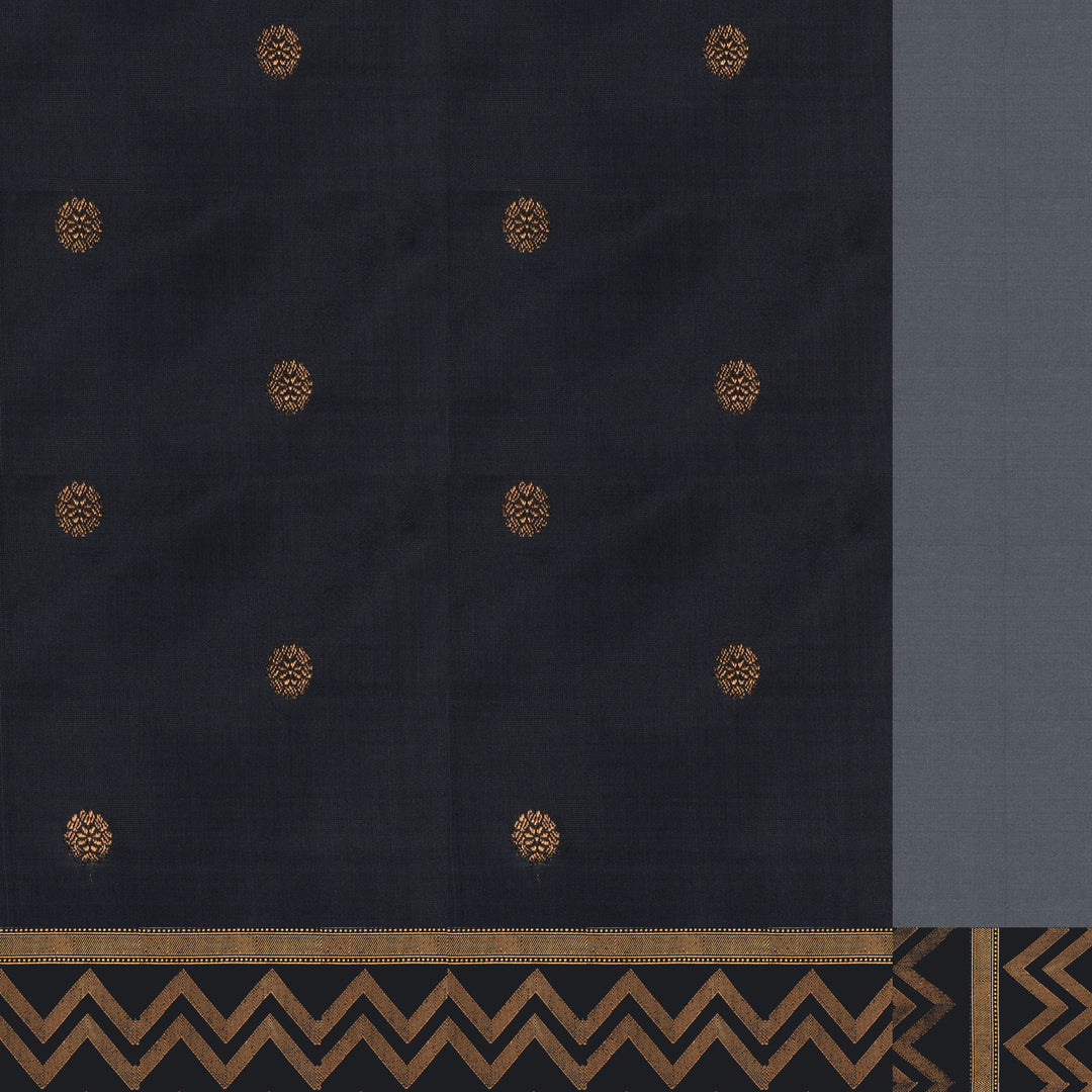 Handwoven Green with Grey Banarasi Silk Saree - 2608N025072DSC