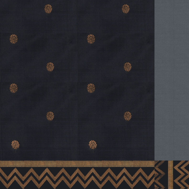 Handwoven Green with Grey Banarasi Silk Saree - 2608N025072DSC