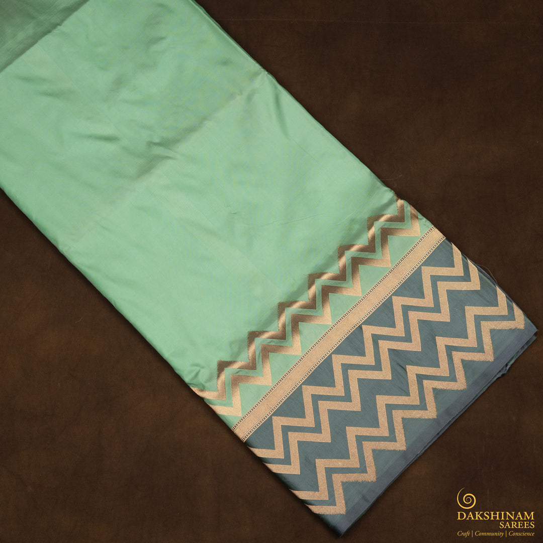 Handwoven Green with Grey Banarasi Silk Saree - 2608N025072DSC