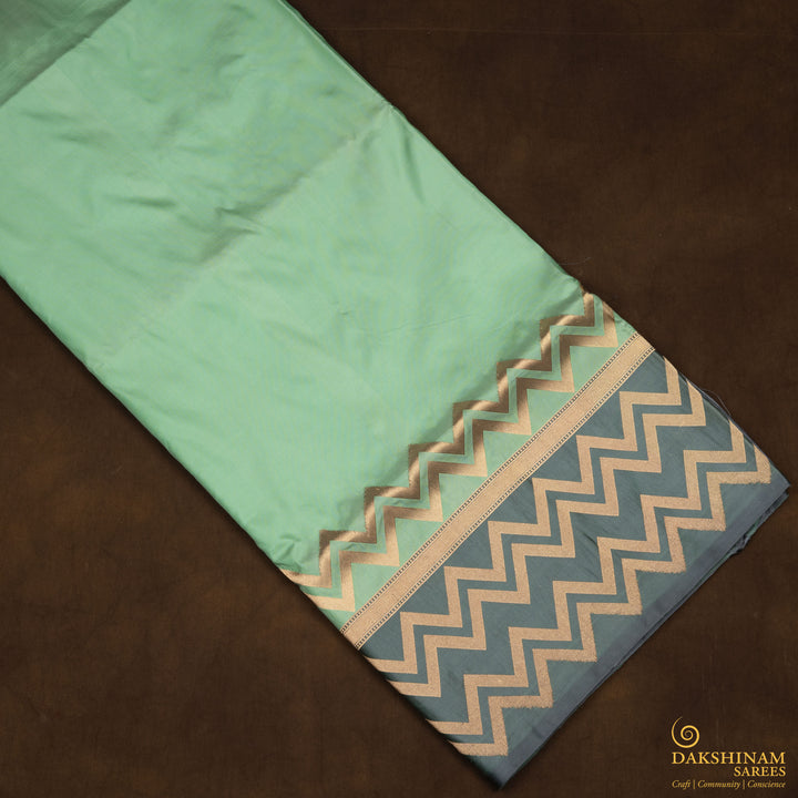 Handwoven Green with Grey Banarasi Silk Saree - 2608N025072DSC