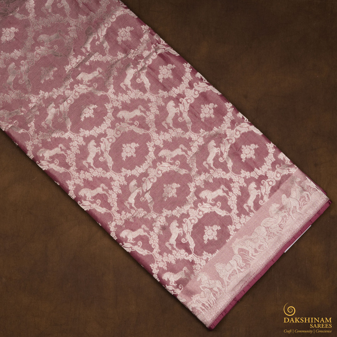 Handwoven Pink Banarasi Tissue Silk Saree - 2613T011994DSC