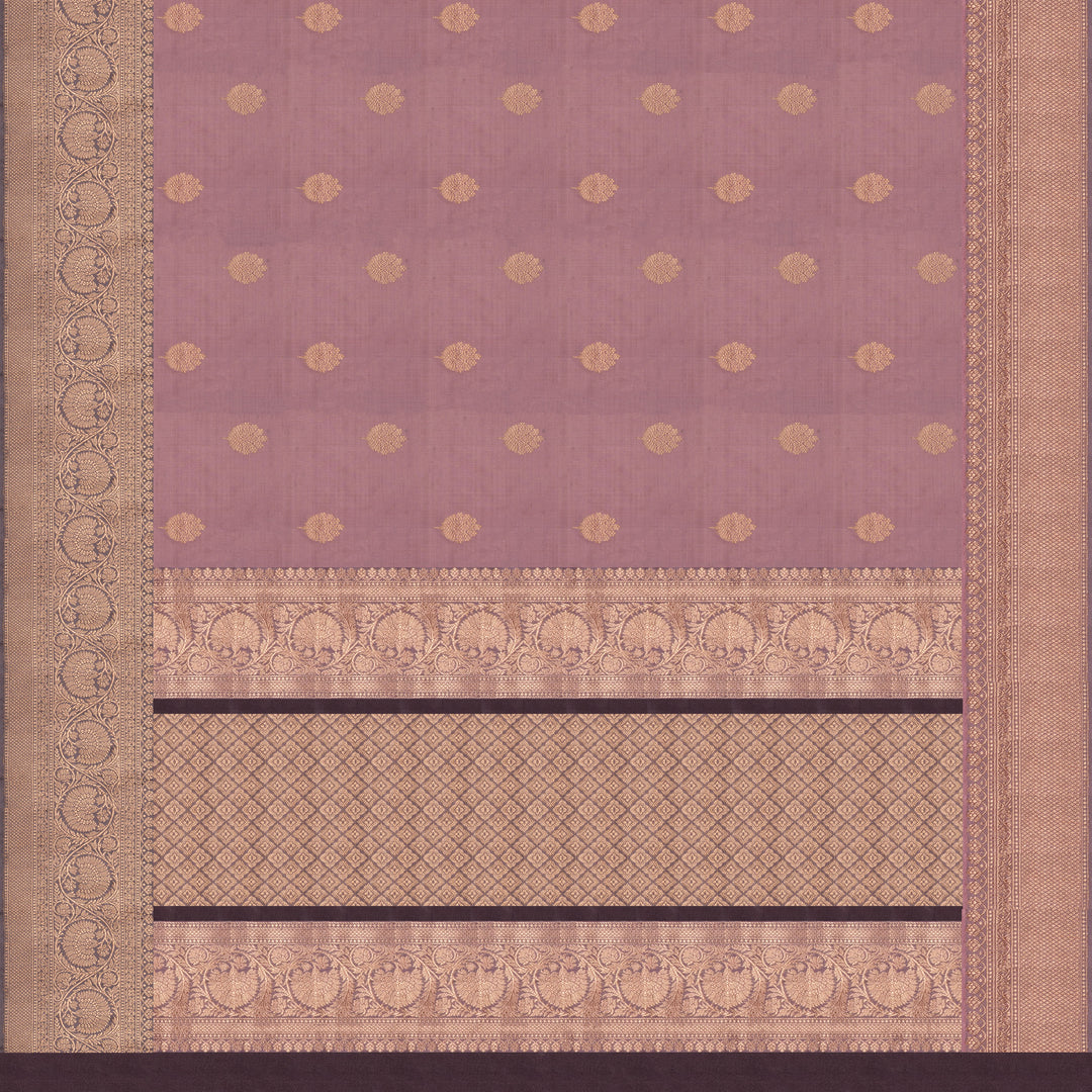 Handwoven Pink with Muave Banarasi katan silk Saree - 2652T011999DSC