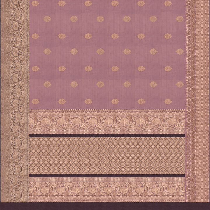 Handwoven Pink with Muave Banarasi katan silk Saree - 2652T011999DSC