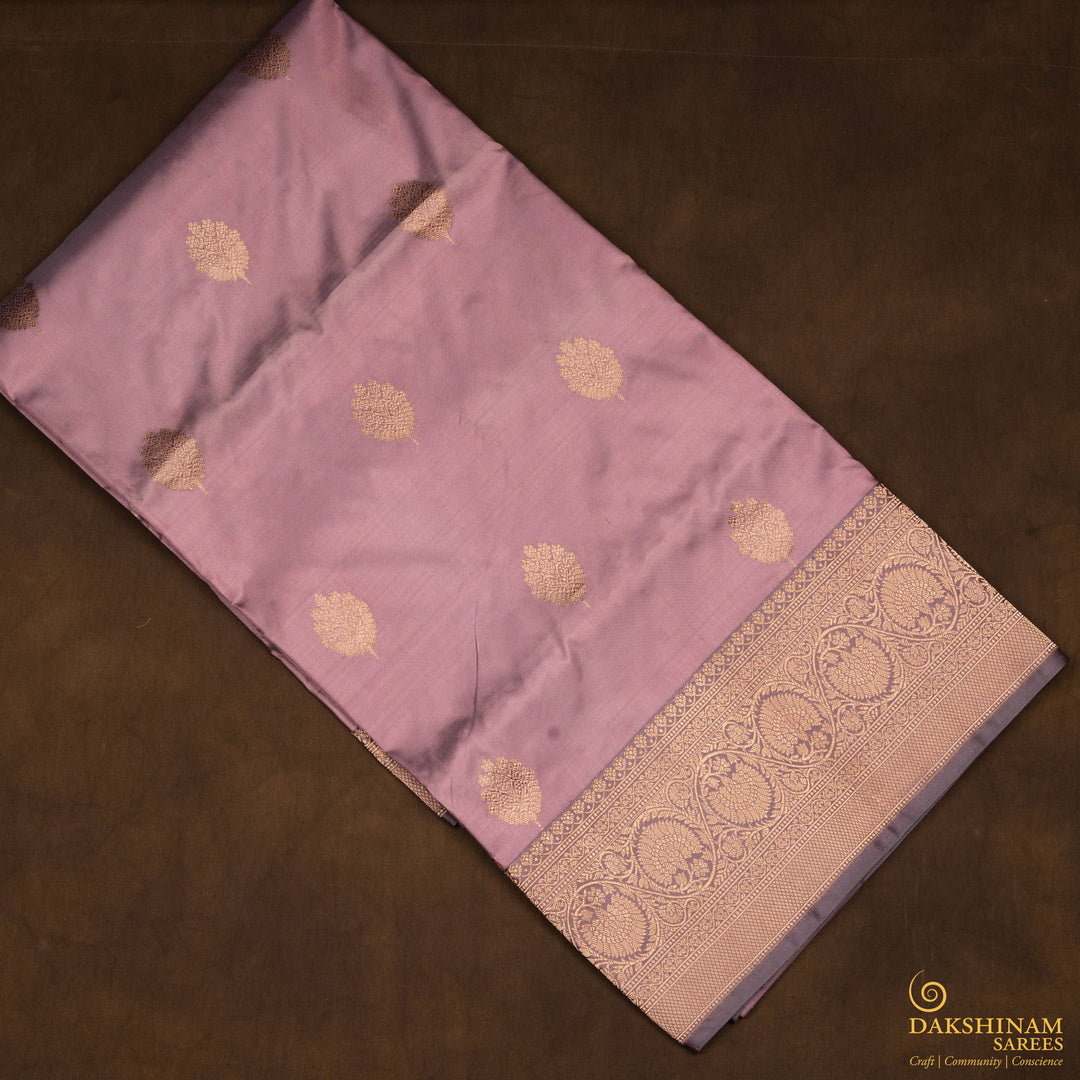 Handwoven Pink with Muave Banarasi katan silk Saree - 2652T011999DSC