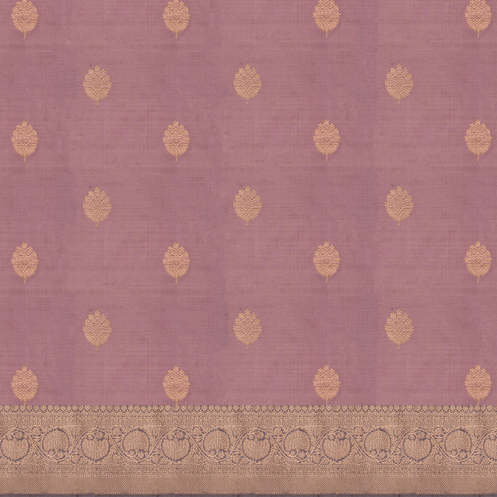Handwoven Pink with Muave Banarasi katan silk Saree - 2652T011999DSC