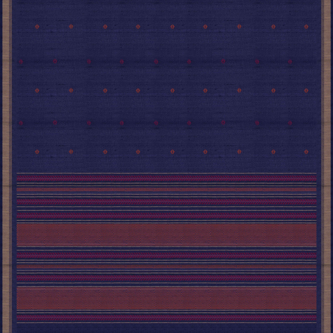 Handwoven Blue Dupion Soft Silk Saree - 2621T011535DSC