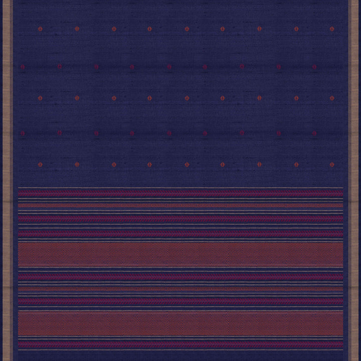 Handwoven Blue Dupion Soft Silk Saree - 2621T011535DSC