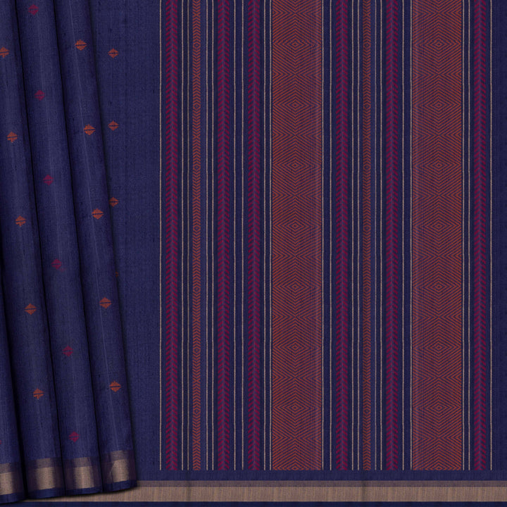Handwoven Blue Dupion Soft Silk Saree - 2621T011535DSC