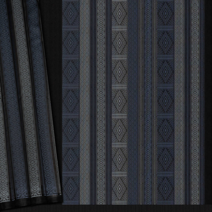 Handwoven Black Kora Soft Silk Saree - 2622T011419DSC