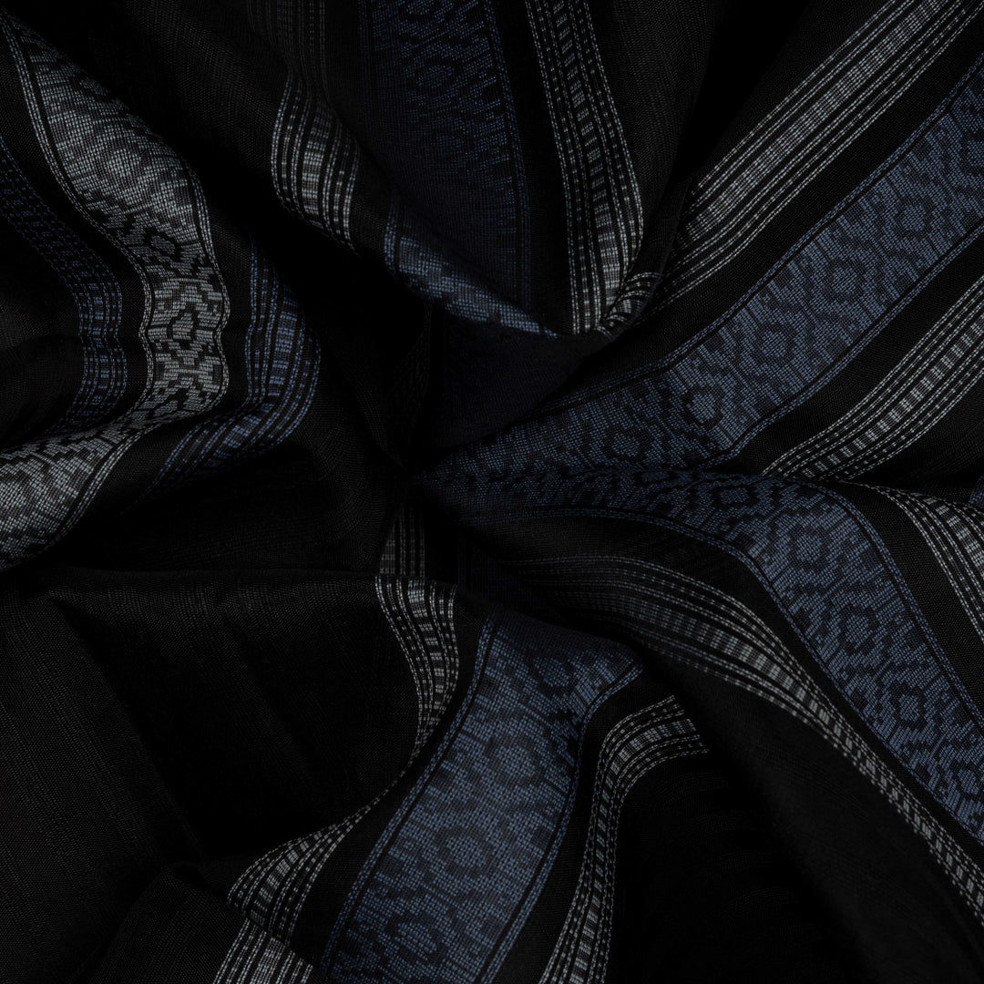 Handwoven Black Kora Soft Silk Saree - 2622T011419DSC