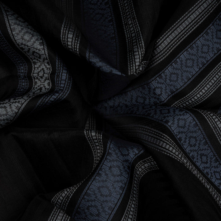 Handwoven Black Kora Soft Silk Saree - 2622T011419DSC