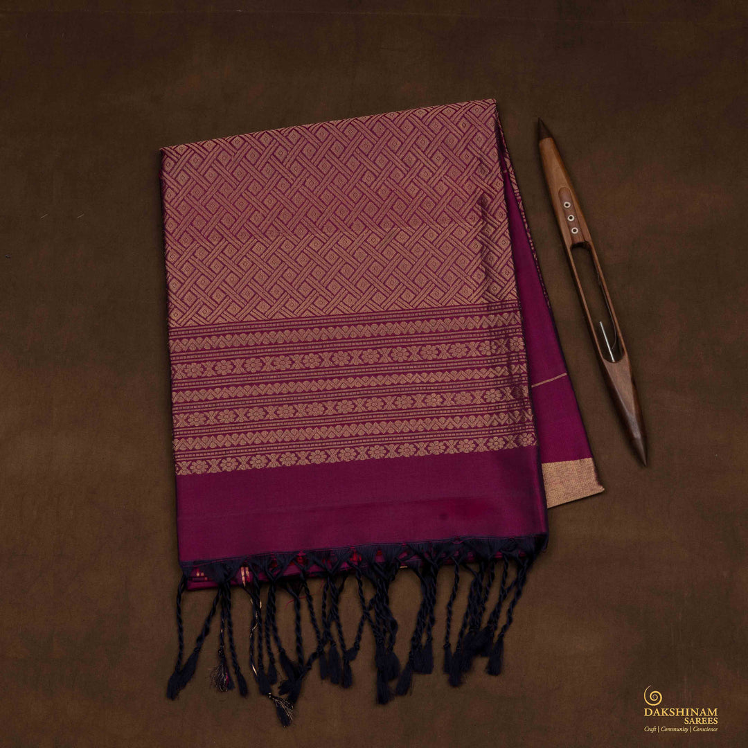 Handwoven Burgundy Soft Silk Saree - 2618T011926DSC