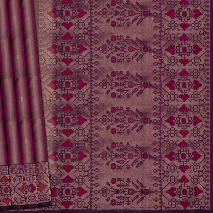 Handwoven Lavender with Purple Soft Silk Saree - 2629T012125DSC