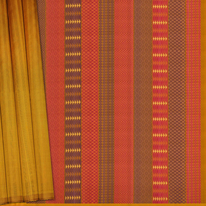 Handwoven Yellow Dupion Soft Silk Saree - 2634T012903DSC