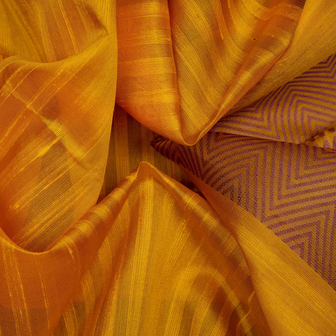 Handwoven Yellow Dupion Soft Silk Saree - 2634T012903DSC