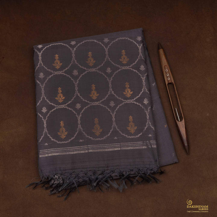 Handwoven Grey Kora Silk Saree - 2641T012898DSC