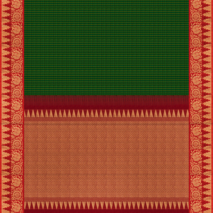 Handwoven Green with Red Uppada Soft Silk Saree - 2690T012947DSC
