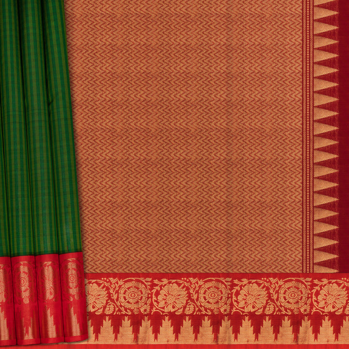 Handwoven Green with Red Uppada Soft Silk Saree - 2690T012947DSC