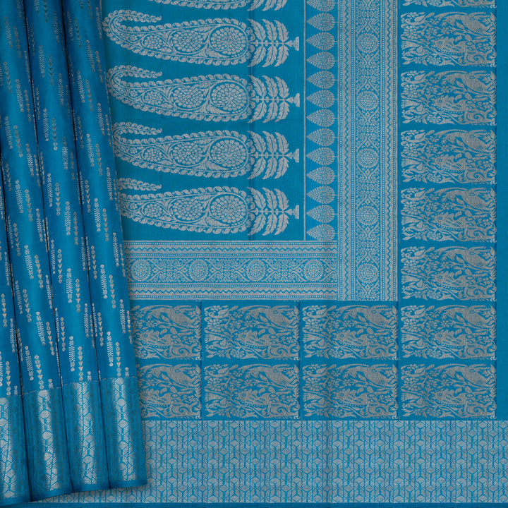 Handwoven Blue Upadda Soft Silk Saree - 2696T012976DSC