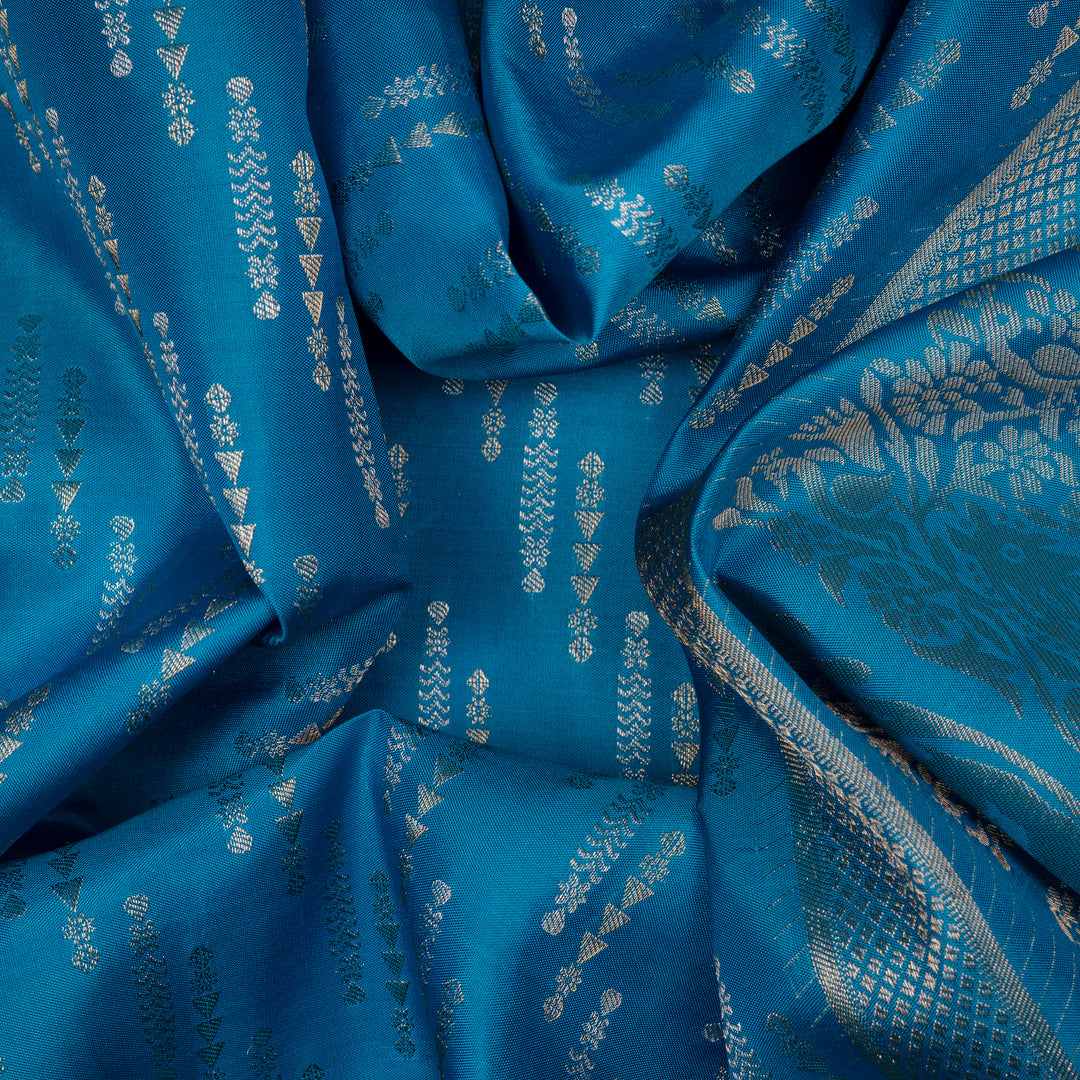 Handwoven Blue Upadda Soft Silk Saree - 2696T012976DSC