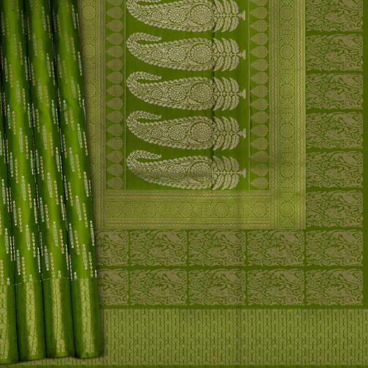 Handwoven Green Upadda Soft Silk Saree - 2697T012975DSC