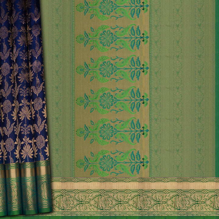 Handwoven Blue with Green Upadda Soft Silk Saree - 2700T012982DSC