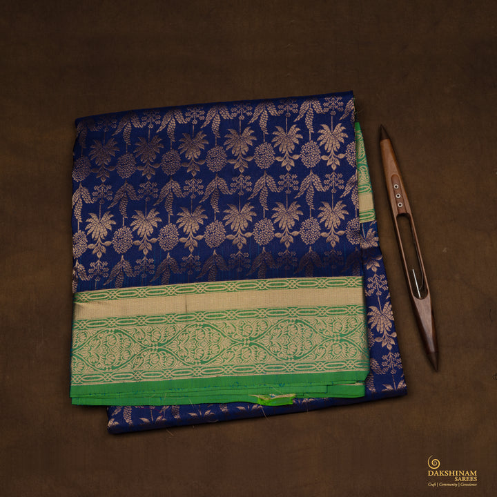 Handwoven Blue with Green Upadda Soft Silk Saree - 2700T012982DSC