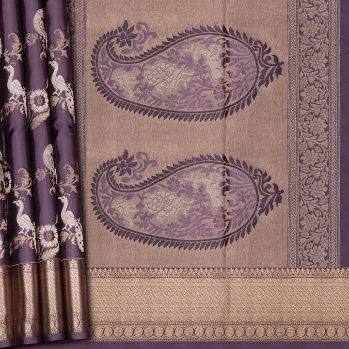 Handwoven Lavendar Upadda Soft Silk Saree - 2704T012887DSC