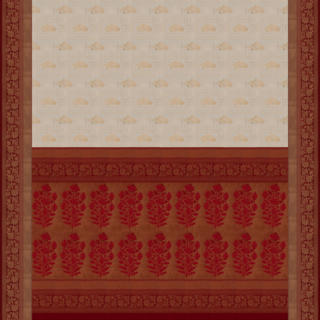 Handwoven Off-white with Red Uppada Soft Silk Saree - 2755T012942DSC