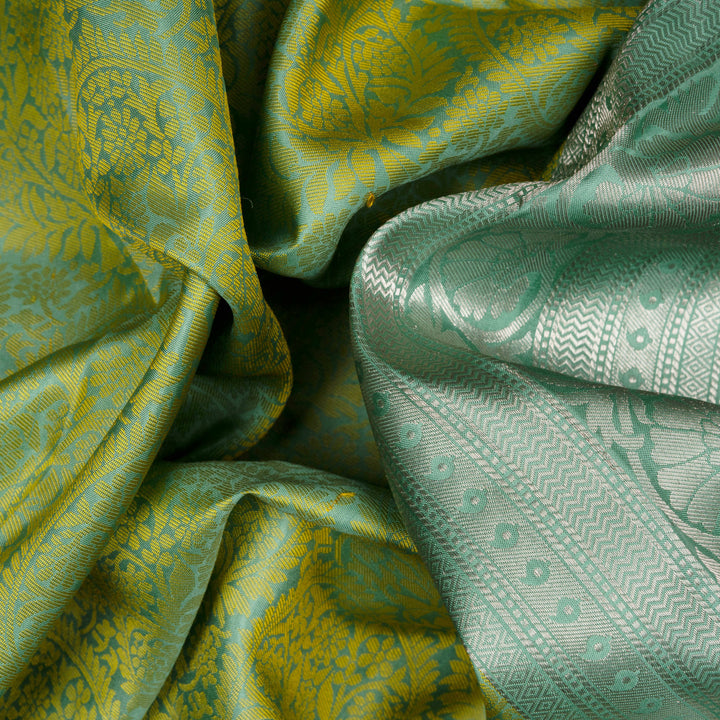 Handwoven Green Uppada Soft Silk Saree - 2760T012983DSC