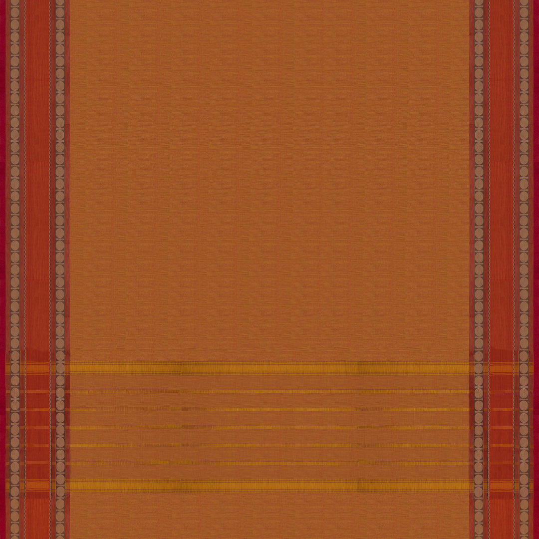 Handwoven Orange Chettinad Cotton Saree - 2659T009780DSC