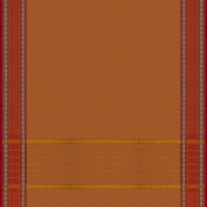 Handwoven Orange Chettinad Cotton Saree - 2659T009780DSC