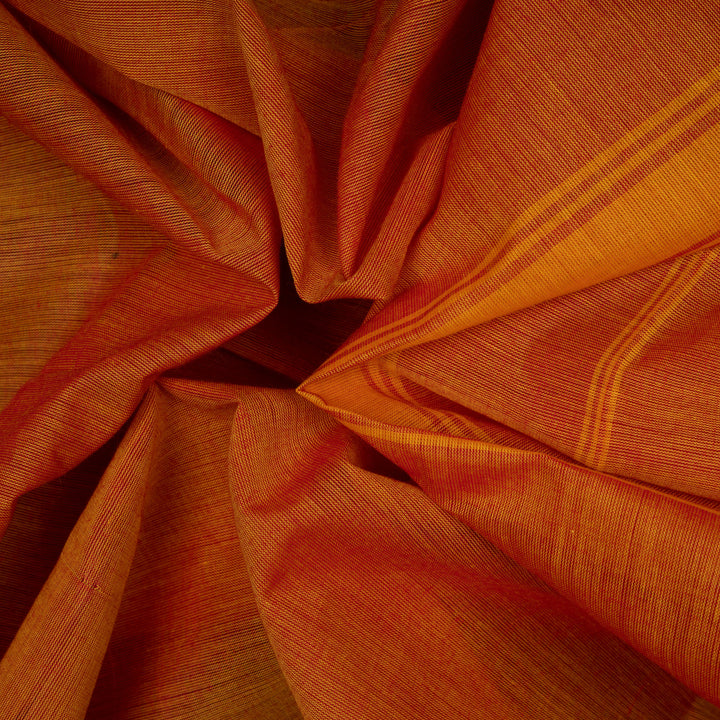 Handwoven Orange Chettinad Cotton Saree - 2659T009780DSC