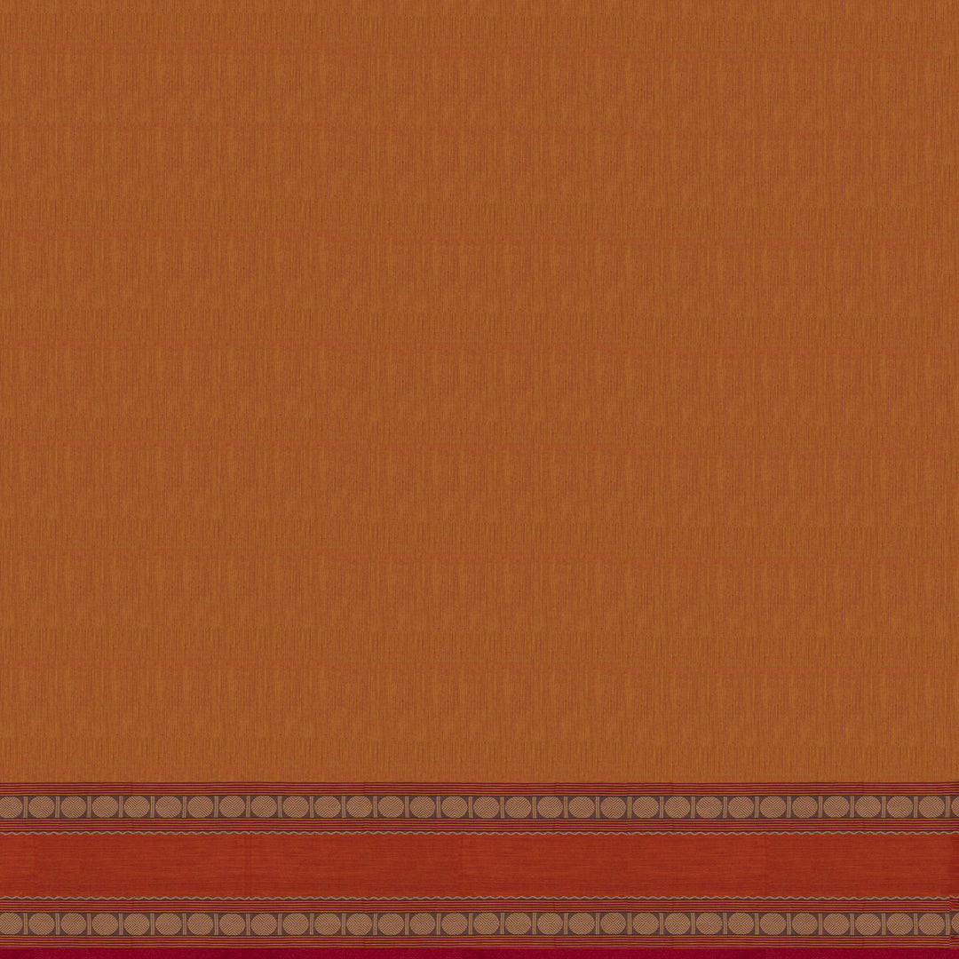 Handwoven Orange Chettinad Cotton Saree - 2659T009780DSC