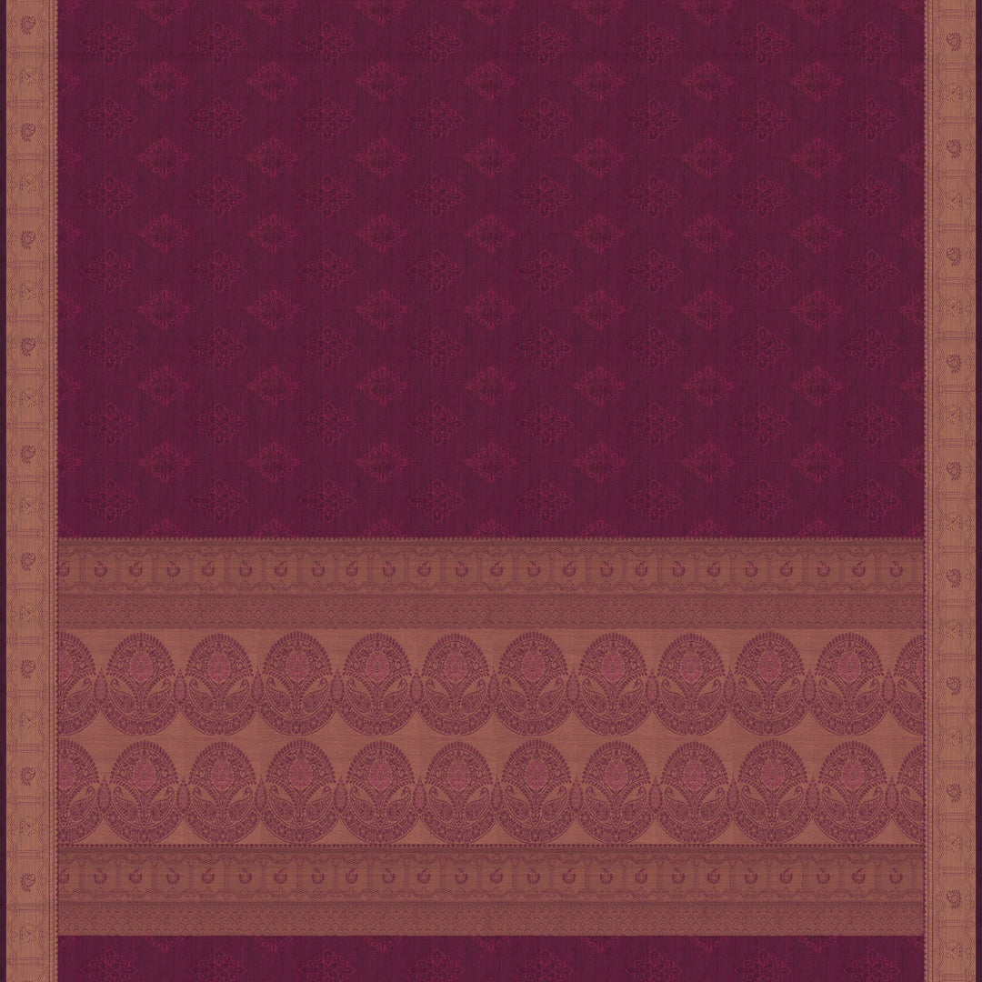 Handwoven Purple Wine South Cotton Saree - 2665T012843DSC