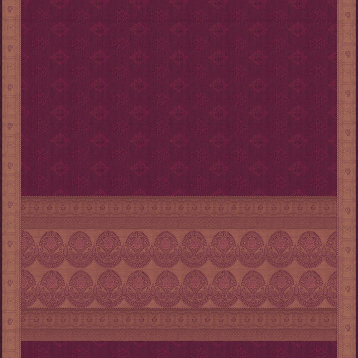 Handwoven Purple Wine South Cotton Saree - 2665T012843DSC