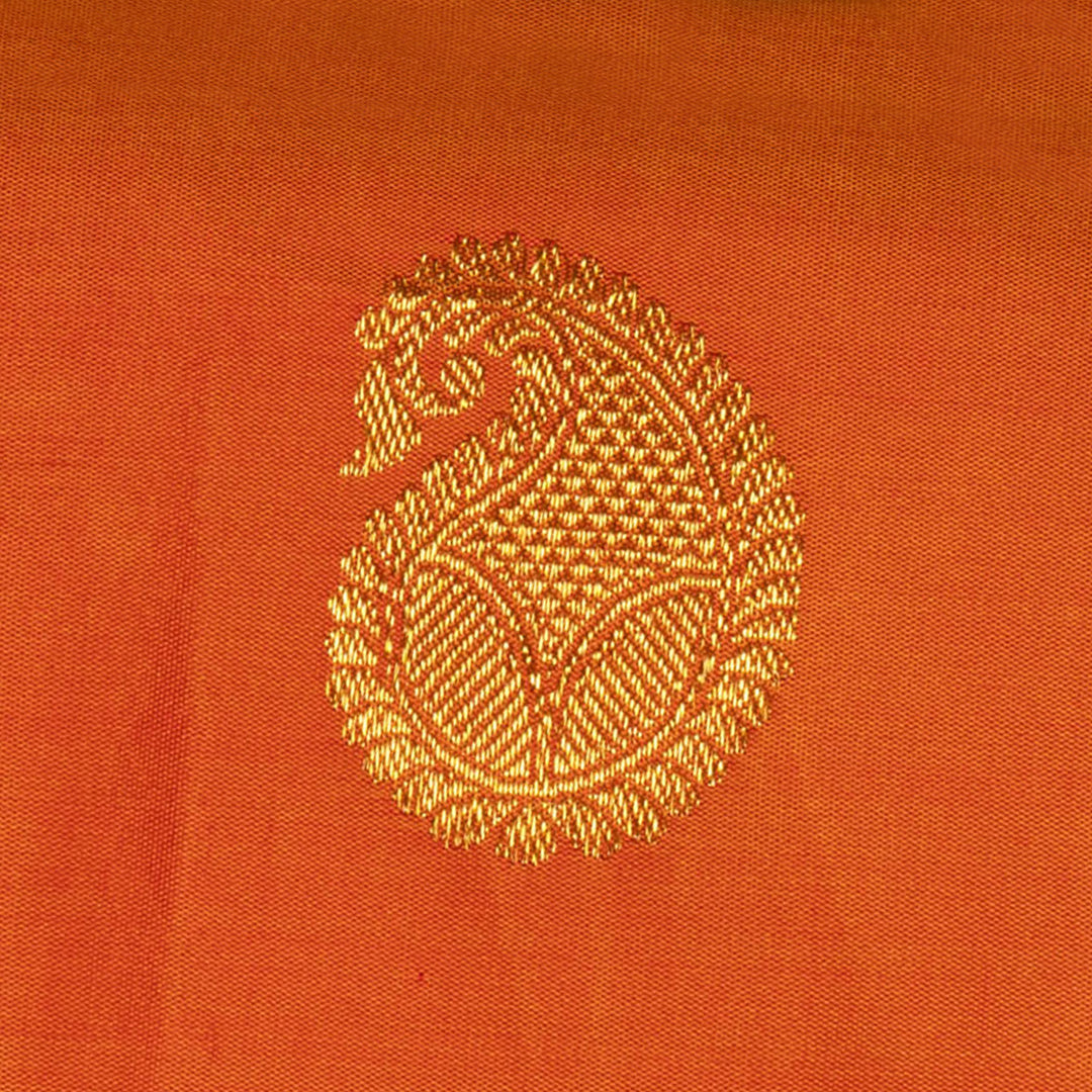 Handwoven Orange with Pink Kanjivaram Silk Saree - 2672T013058DSC