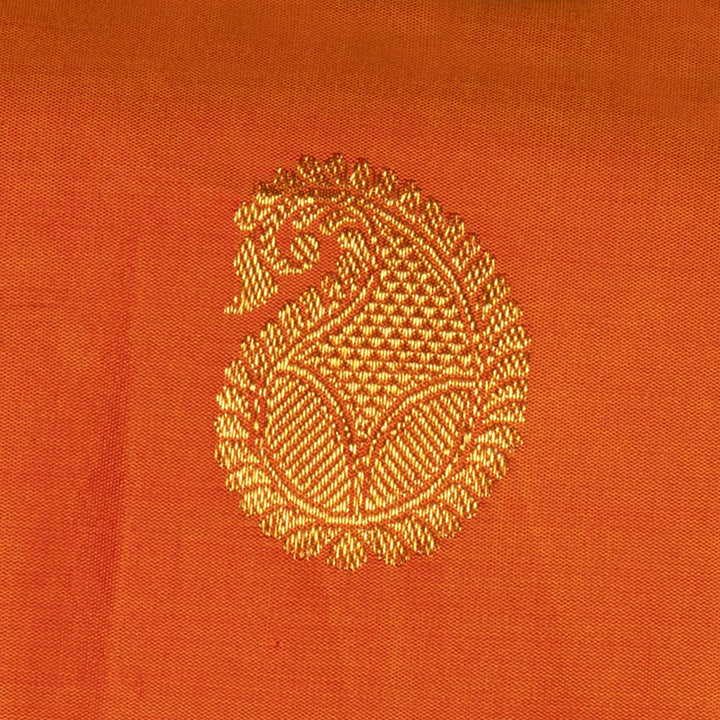 Handwoven Orange with Pink Kanjivaram Silk Saree - 2672T013058DSC