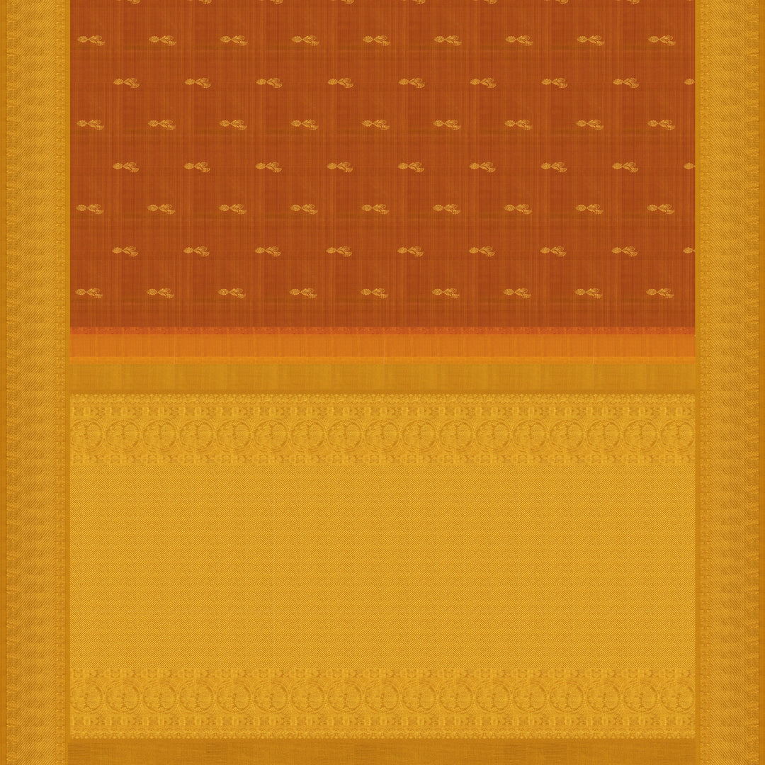 Handwoven Orange with Yellow Kanjivaram Silk Saree - 2676T013038DSC